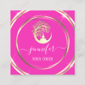 ヨガソファーセラピストマインドフルネスQRコードピンク スクエア名刺 (正面)