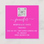 ヨガソファーセラピストマインドフルネスQRコードピンク スクエア名刺 (裏面)