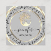 ヨガソファーセラピストマインドフルネスQRコード音楽 スクエア名刺 (正面)