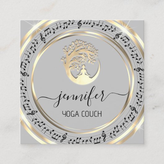 ヨガソファーセラピストマインドフルネスQRコード音楽 スクエア名刺 (正面)