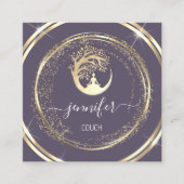 ヨガソファーセラピストマインドフルQR金ゴールド紫 スクエア名刺 (正面)