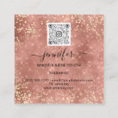 ヨガソファーセラピストロゴQRコード金ゴールドグリッターローズ スクエア名刺 (裏面)