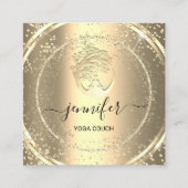 ヨガソファーセラピストロゴQRコード金ゴールドグリッター スクエア名刺 (正面)