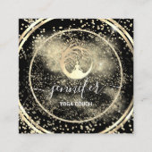 ヨガソファーセラピストロゴQRコード金ゴールドブラック スクエア名刺 (正面)