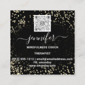 ヨガソファーセラピストロゴQRコード金ゴールドブラック スクエア名刺 (裏面)