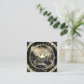 ヨガソファーセラピストロゴQRコード金ゴールドブラック スクエア名刺 (スタンド正面)