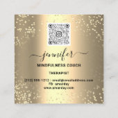 ヨガソファーセラピストロゴQRコード金ゴールド紙吹雪 スクエア名刺 (裏面)