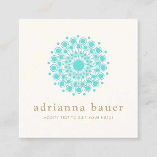 ヨガターコイズブルーマンダラ スクエア名刺 (正面)