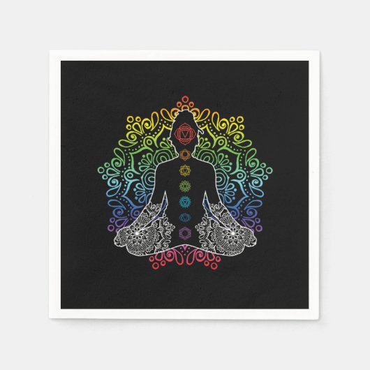 ヨガチャクラ禅あさ名瞑想仏教ギフト スタンダードカクテルナプキン (正面)