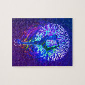 ヨガツリーパープルピースレインボー ジグソーパズル (横)