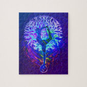 ヨガツリーパープルピースレインボー ジグソーパズル (縦)