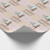 ヨガツリーポーズトレーニングウーマンハッピーバースデー ラッピングペーパー (角)