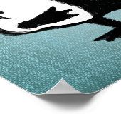 ヨガツリーポーズペンギンやる気を起こさせるブルー ポスター (角)