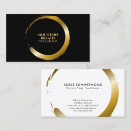 ヨガテーマゴールデンエンソサークルモチーブラック 名刺