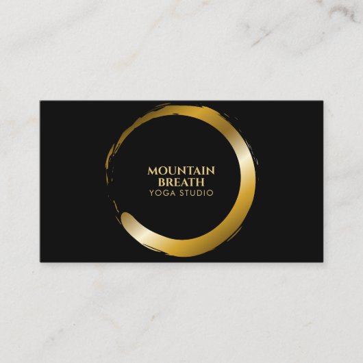 ヨガテーマゴールデンエンソサークルモチーブラック 名刺 (正面)