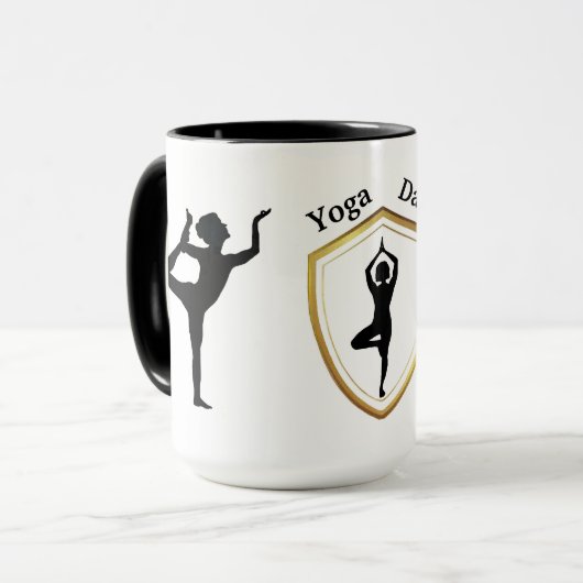 ヨガデイブラックシルエットMUG マグカップ (正面左)