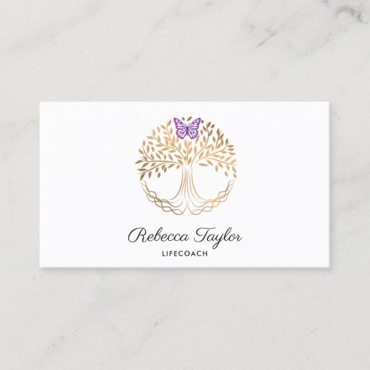 ヨガトレンディーライフコーチの木の生命の風景busi 名刺 (正面)