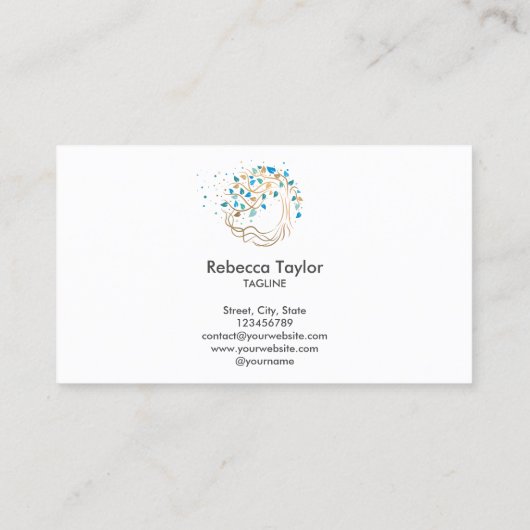 ヨガトレンディーライフコーチの木の生命の風景busi 名刺 (裏面)