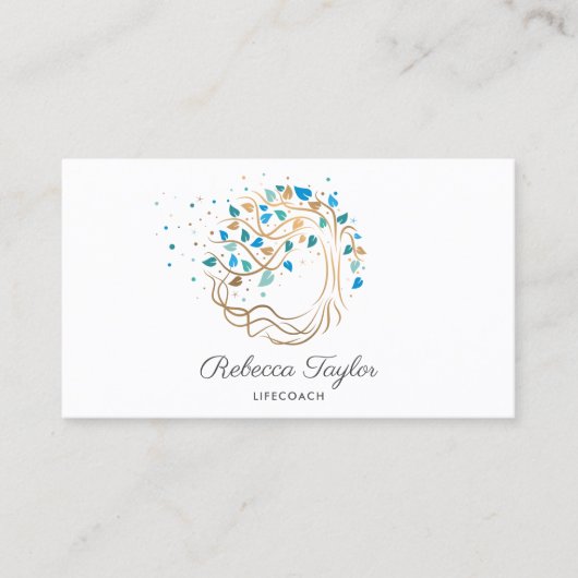 ヨガトレンディーライフコーチの木の生命の風景busi 名刺 (正面)