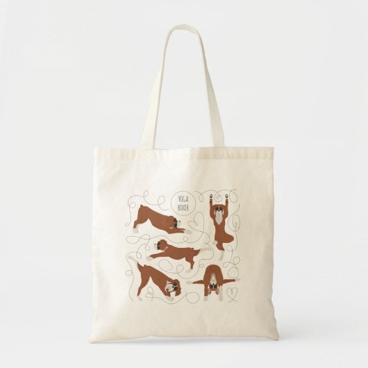 ヨガトートバッグをしているボクサー犬 トートバッグ (正面)