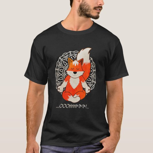 ヨガナマステキツネおもしろいキツネキツネ Tシャツ (正面)