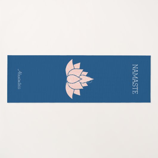 ヨガナマステクラシックブルーロータスガールポーズグラフィック ヨガマット (正面(横))