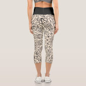 ヨガナマステブッダ猫。クリームとブラック カプリレギンス (裏面)