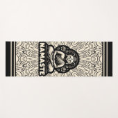 ヨガナマステブッダ猫。クリームとブラック ヨガマット (正面(横))