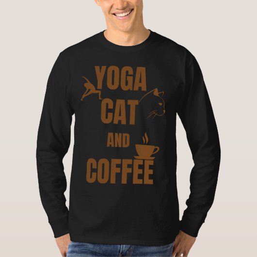 ヨガネコとコーヒー2 Tシャツ (正面)