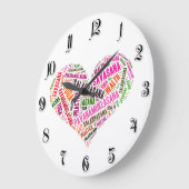 ヨガハートシェイプ単語デザイン ラージ壁時計 (傾斜)