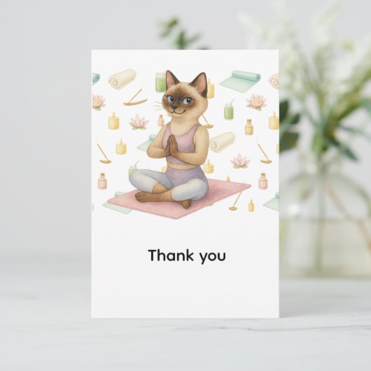 ヨガバースデーパーティーforシャム猫好き サンキューカード (スタンド正面)