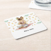 ヨガバースデーパーティーforシャム猫好き スクエアペーパーコースター (アングル)