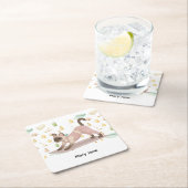 ヨガバースデーパーティーforシャム猫好き スクエアペーパーコースター (インサイチュ)