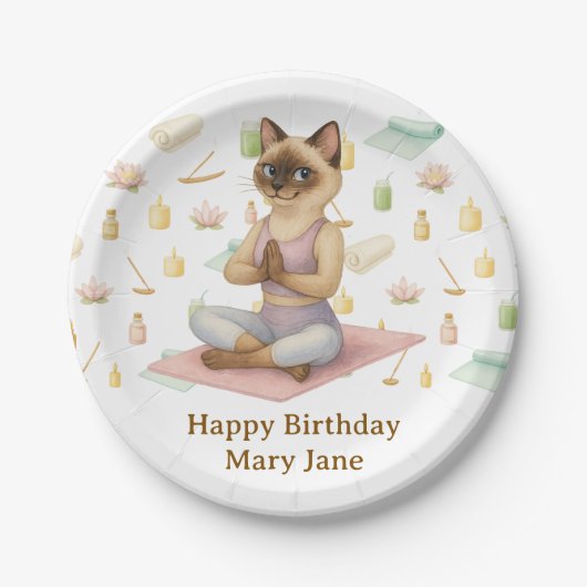ヨガバースデーパーティーforシャム猫好き ペーパープレート (正面)