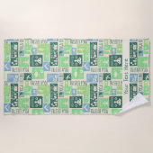 ヨガパターンカスタム文字ビーチタオル ビーチタオル (正面)