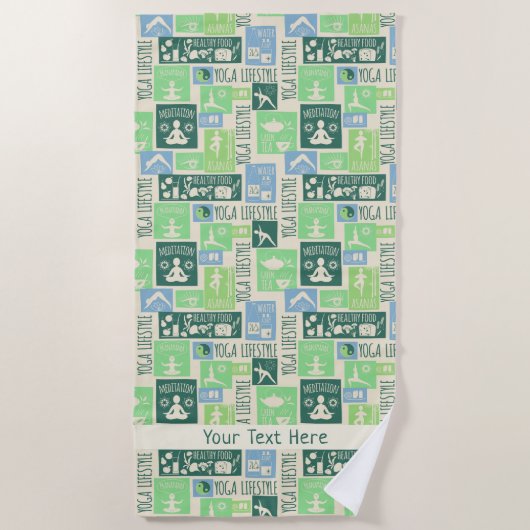 ヨガパターンカスタム文字ビーチタオル ビーチタオル (正面)