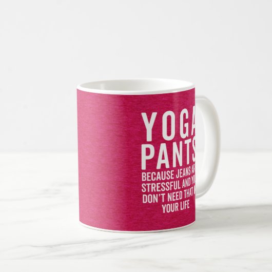 ヨガパンツストレスピーおもしろい引用文 コーヒーマグカップ (正面右)