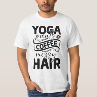 ヨガパンツ コーヒー ボサボサヘア おもしろ 女性用Tシャツ Tシャツ