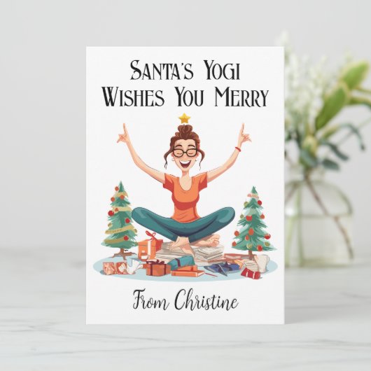 ヨガパーソナライズされたインストラクタークリスマスカード シーズンカード (スタンド正面)