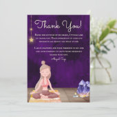 ヨガパーソナライズされたガール瞑想とクリスタル サンキューカード (スタンド正面)