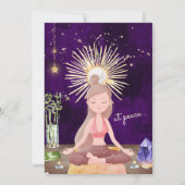 ヨガパーソナライズされたガール瞑想とクリスタル サンキューカード (裏面)