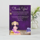 ヨガパーソナライズされたガール瞑想とクリスタル サンキューカード (スタンド正面)