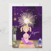 ヨガパーソナライズされたガール瞑想とクリスタル サンキューカード (裏面)