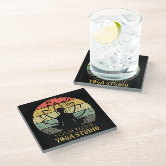 ヨガパーソナライズされたスタジオフィットネスインストラクターグル ガラスコースター (アングル)