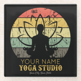 ヨガパーソナライズされたスタジオフィットネスインストラクターグル ガラスコースター