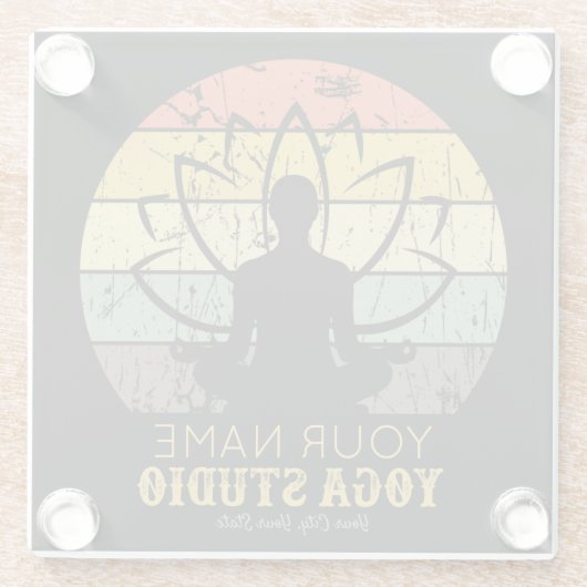 ヨガパーソナライズされたスタジオフィットネスインストラクターグル ガラスコースター (裏面)