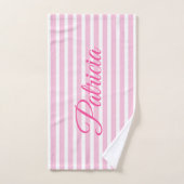 ヨガパーソナライズされたマットピンクストライプ色の瞑想マット ハンドタオル (ハンドタオル)