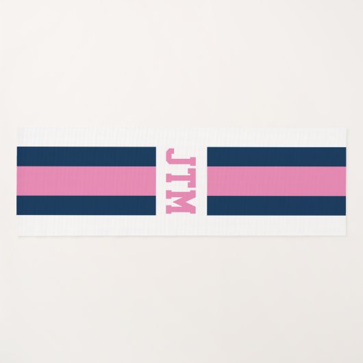 ヨガパーソナライズされた名門私立校風のマットモノグラムストライプ ヨガマット (正面(横))