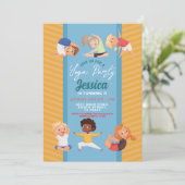 ヨガパーティー誕生日ストレッチガールズボーイズおもしろい 招待状 (スタンド正面)