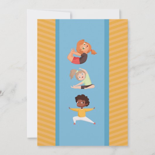 ヨガパーティー誕生日ストレッチガールズボーイズおもしろい 招待状 (裏面)